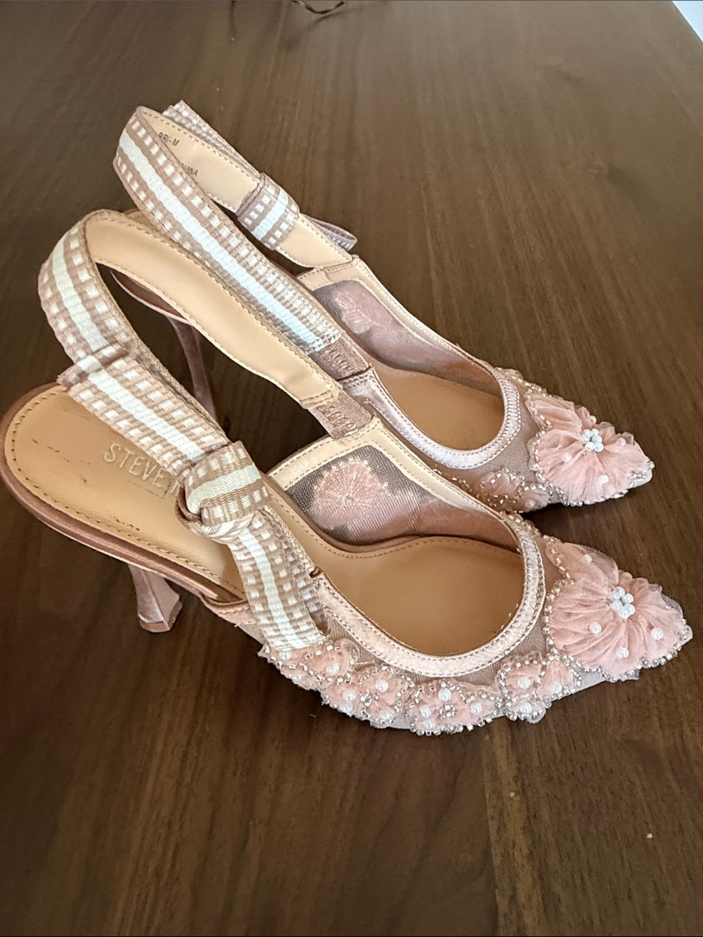 Steve Madden Bri Blush Pink Embellished Slingback Heels - Picture 5 of 8